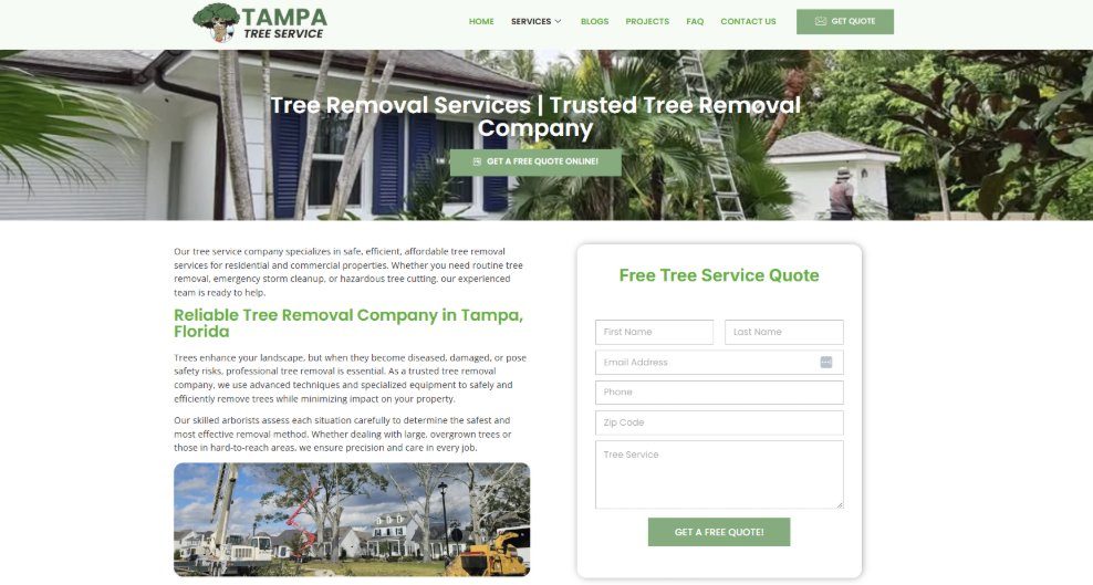 Tampa Tree Service website — SEO-optimized web design for a Florida tree care company by Sitellus